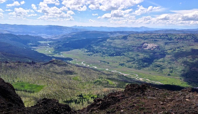 Slough Creek from an off-trail location above Bliss Pass.