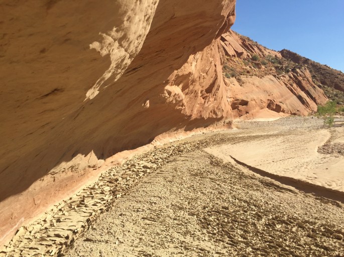 Fast water goes on the left.  Shallow water goes on the right.