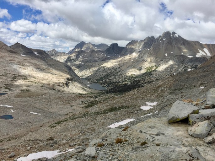 From Mather Pass, I look back (to the north), from where I have come.  It is an austere, desloate land.  If you wanted to pick a nice place to settle down and work a farm, it sure wouldn't be here.  But it was a very cool place to visit.