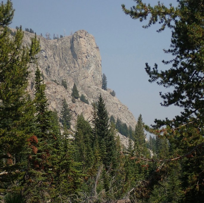 From below, while walking on the trail, this rock was very imposing.