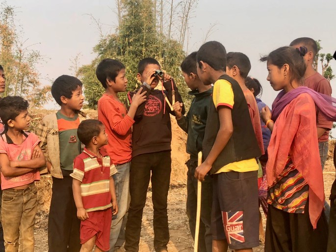 The children enjoyed Kyle's binoculars