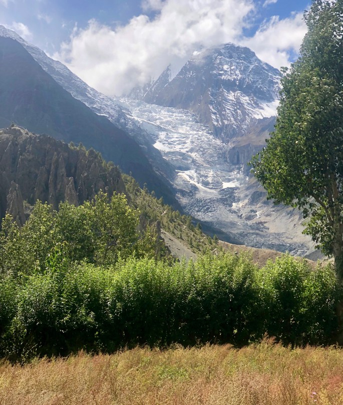 Blue sky over Gangapurna Glacier.  Perhaps my best view of the glacier.