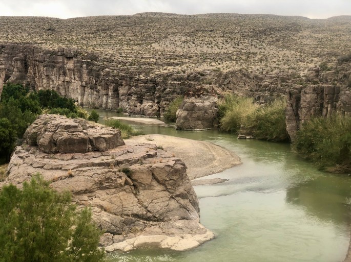 Placid waters just above the hot springs